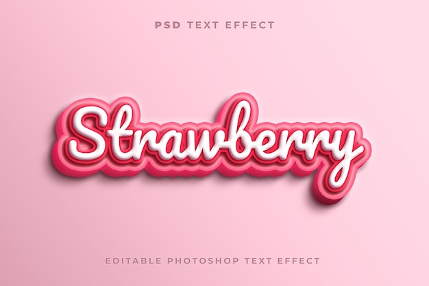 3D strawberry text effect template with pink color