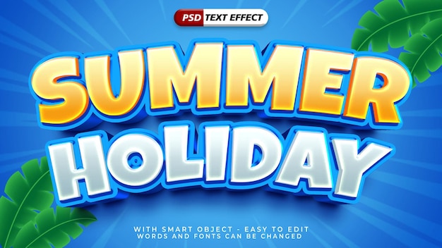 editable summer holiday text effect 3d style