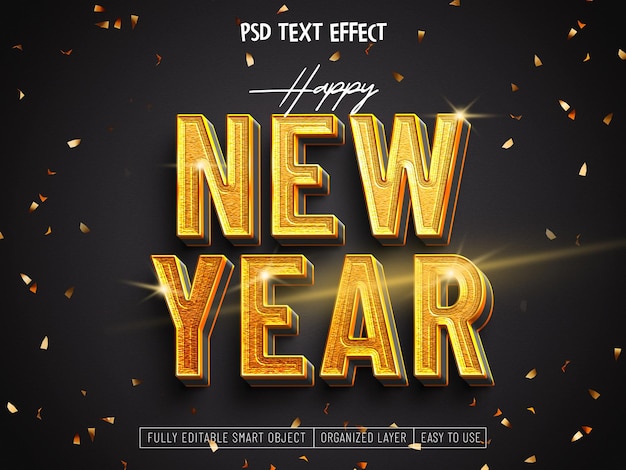 Happy new year 2023 gold text effect