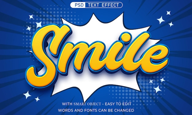 Smile text effect 3d style