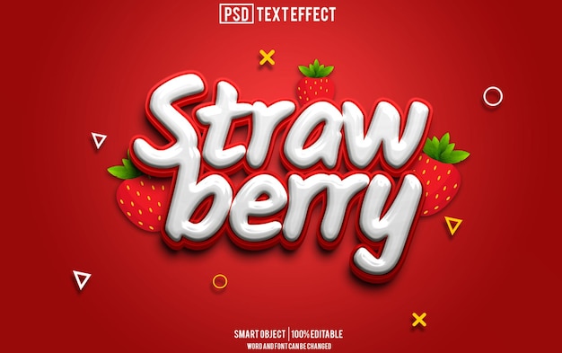 strawberry text effect font editable typography 3d text